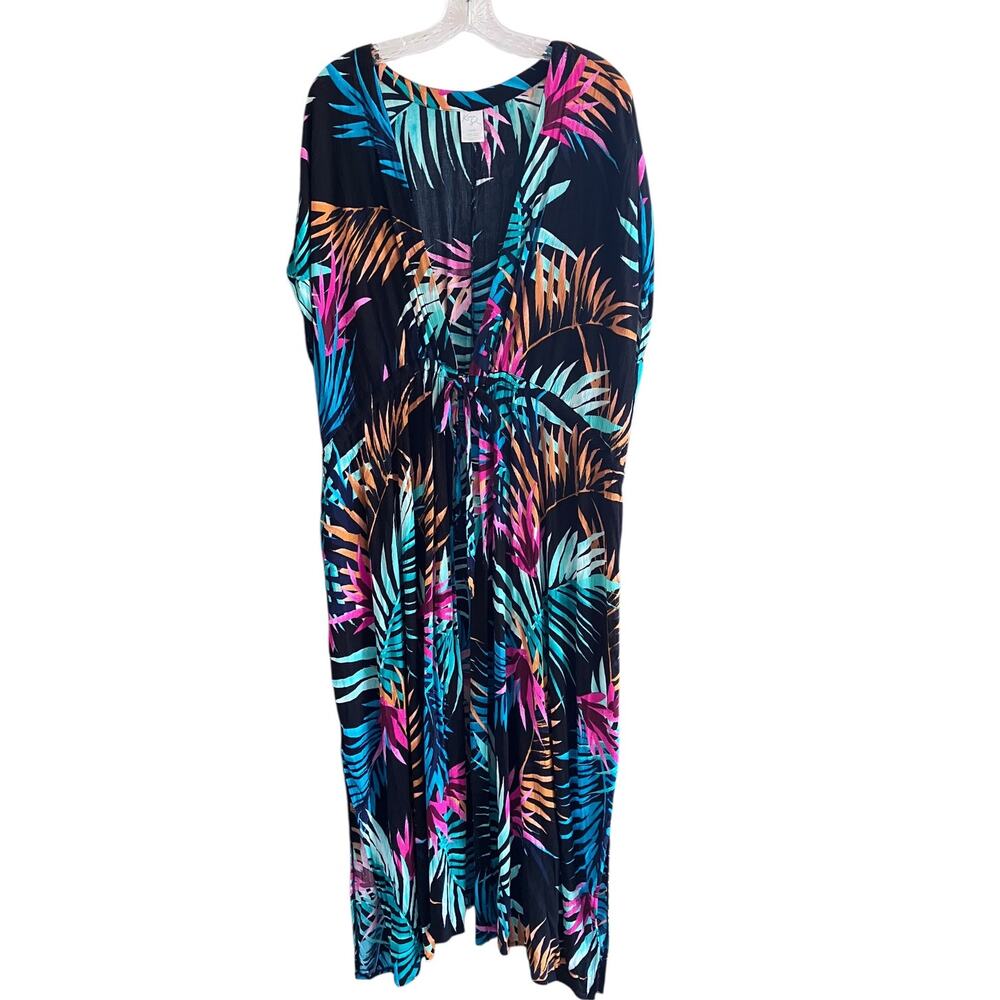 Kona Sol Gauzy Cover-Up Beach Swim Artsy Eclectic Resort Tropical Cruise 3X / 4X